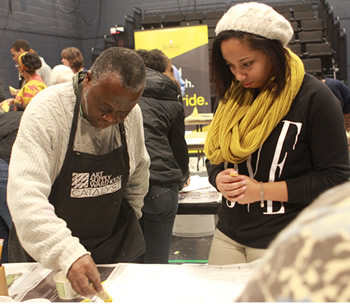 Teaching batik at Bowie State University in Maryland, February 2014