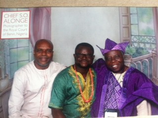 "Invasion 1987" filmmaker Lancelot Imasuen Ooduwa sits between lead actor Mike Omoregbe (left) and visual artist Tunde Odunlade.