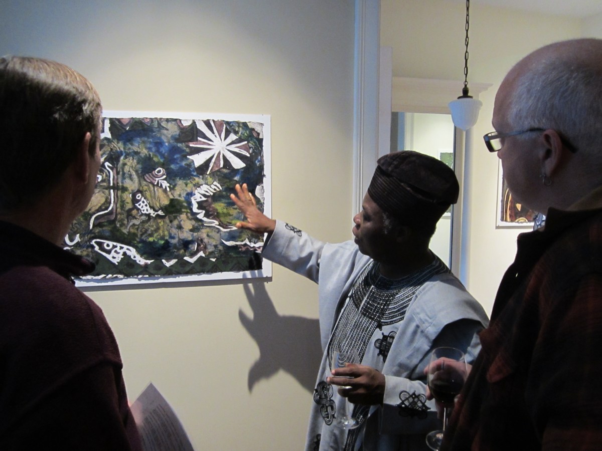 Tunde Odunlade explains the work at Khoury-Van Gilder